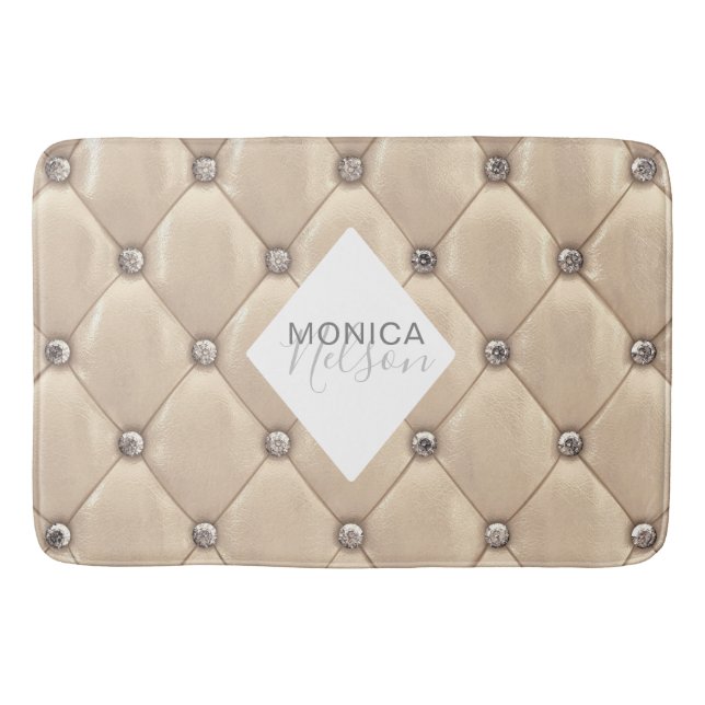 Tapis De Bain luxueux monogramme tufté or (Devant)