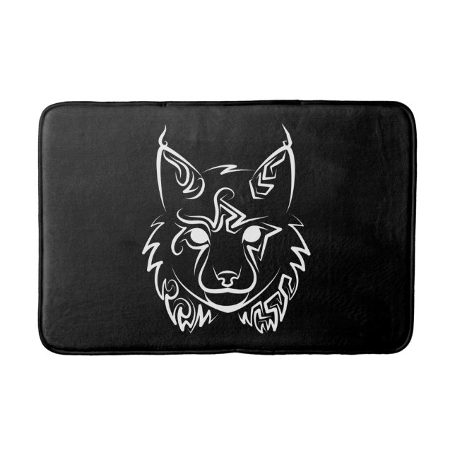 Tapis De Bain Lynx tribale noire et blanche (Devant)