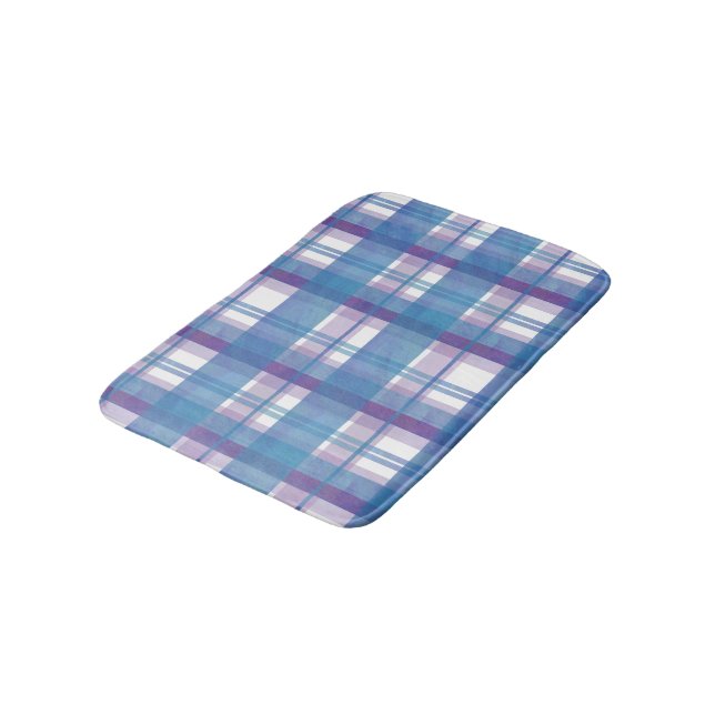 Tapis De Bain Madras Plaid Blue et Purple (Angle)