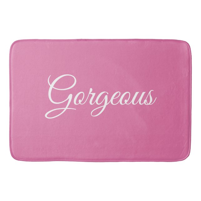 Tapis De Bain Magnifique ou votre message, Script blanc, rose (Devant)