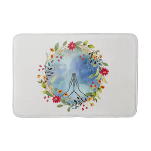 Tapis De Bain Mains en prière aquarelle