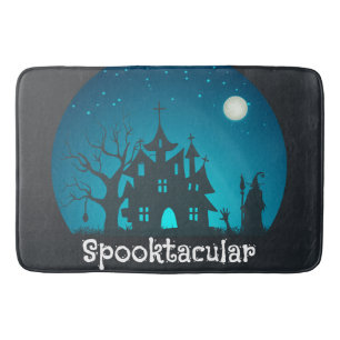 Tapis De Bain Maison hantée bleue et noire Spooktacular