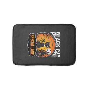 Tapis De Bain Maison Hantée Chat Noir Halloween Design Lune