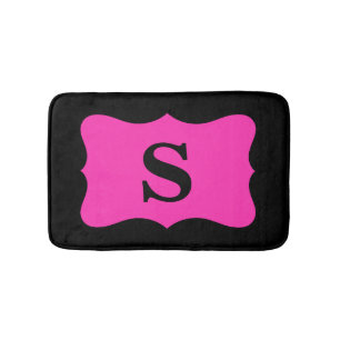Tapis De Bain Maison rose fuchsia chaude noire d'initiale de