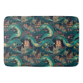 Tapis De Bain Majestic Turquoise Dragons et Village