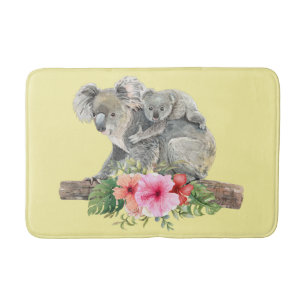 Tapis De Bain Maman & Bébé Koalas Oursons Mignons Aquarelle