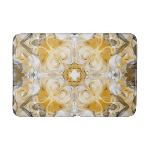 Tapis De Bain mandala Abstrait, ocre, jaune, gris, blanc