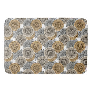 Tapis De Bain Mandala arabe motif gris beige à l'orientale
