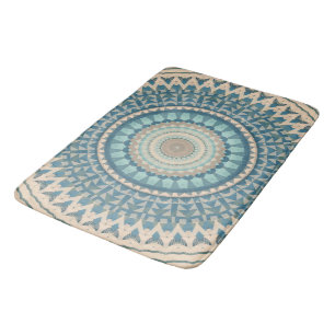 Tapis De Bain Mandala bleu clair Turquoise