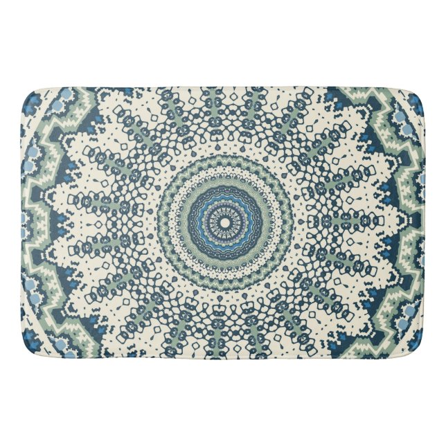 Tapis De Bain Mandala bleu tribal (Devant)