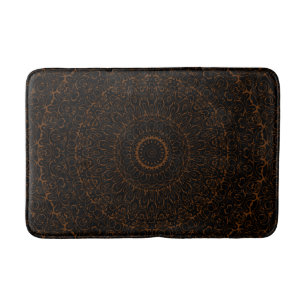 Tapis De Bain Mandala Brun Chocolat avec Symétrie Intriquée