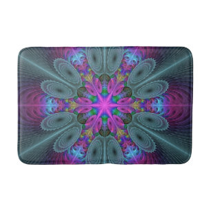 Tapis De Bain Mandala De Centre Coloré Fractage Art Avec Rose