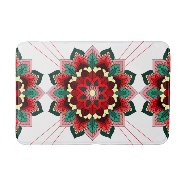 Tapis De Bain Mandala Motif 2002 en bain rouge (Devant)