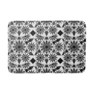 Tapis De Bain Mandala motif, noir, blanc et gris / gris