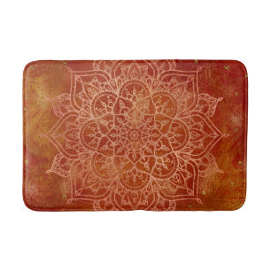 Tapis De Bain Mandala orange et glamour doré chic moderne