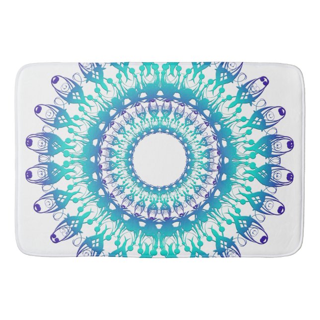 Tapis De Bain mandala turquoise ethnique (Devant)