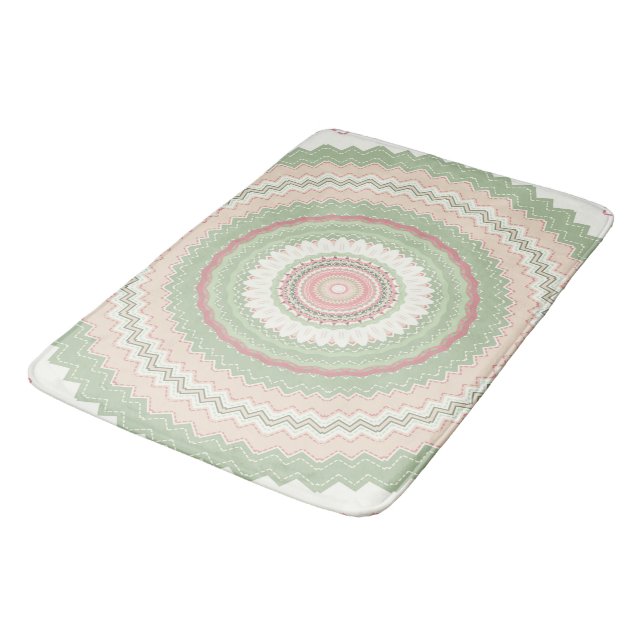Tapis De Bain Mandala vert menthe (Angle)