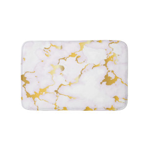 Tapis De Bain Marbre Blanc Et Or
