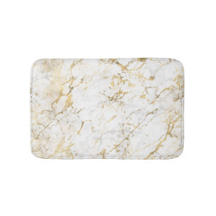 Tapis De Bain Marbre blanc et or