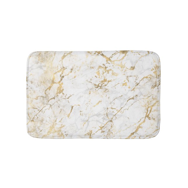 Tapis De Bain Marbre blanc et or (Devant)