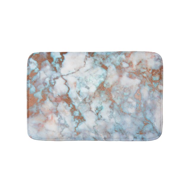 Tapis De Bain Marbre blanc gris bleu Pierre Parties scintillant  (Devant)
