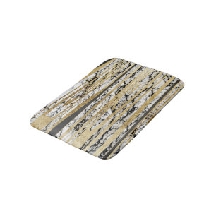 Tapis De Bain Marbre blanc noir moderne avec des rayures d'or de