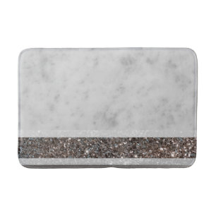Tapis De Bain Marbre blanc Silver Parties scintillant Glam #1