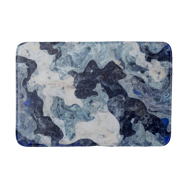 Tapis De Bain Marbre Bleu Abstrait (Devant)
