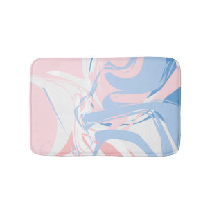 Tapis De Bain Marbre bleu rose brun Abstrait