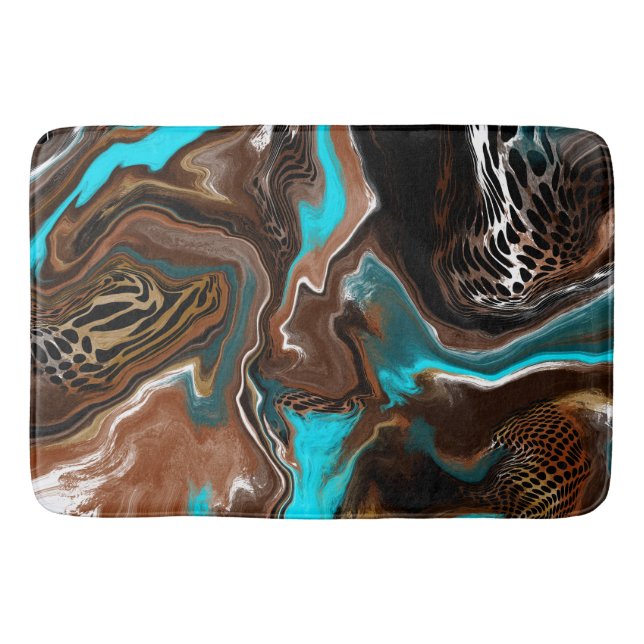 Tapis De Bain Marbre Brown et Bleu - Flûte (Devant)