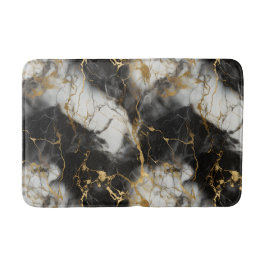Tapis De Bain Marbre de luxe blanc, or et noir élégant