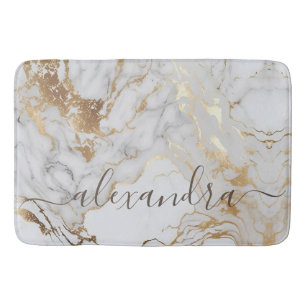 Tapis De Bain Marbre d'or blanc moderne élégant