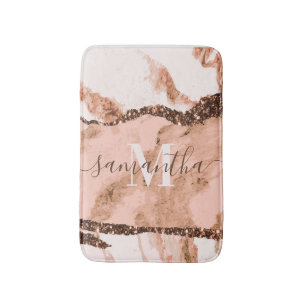 Tapis De Bain Marbre et Parties scintillant or rose