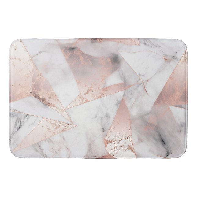 Tapis De Bain Marbre géométrique Rose or tendance (Devant)