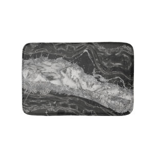 Tapis De Bain Marbre gris et blanc et abstrait argenté