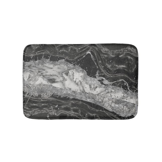 Tapis De Bain Marbre gris et blanc et abstrait argenté (Devant)
