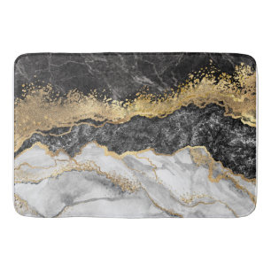 Tapis De Bain Marbre noir avec or assez