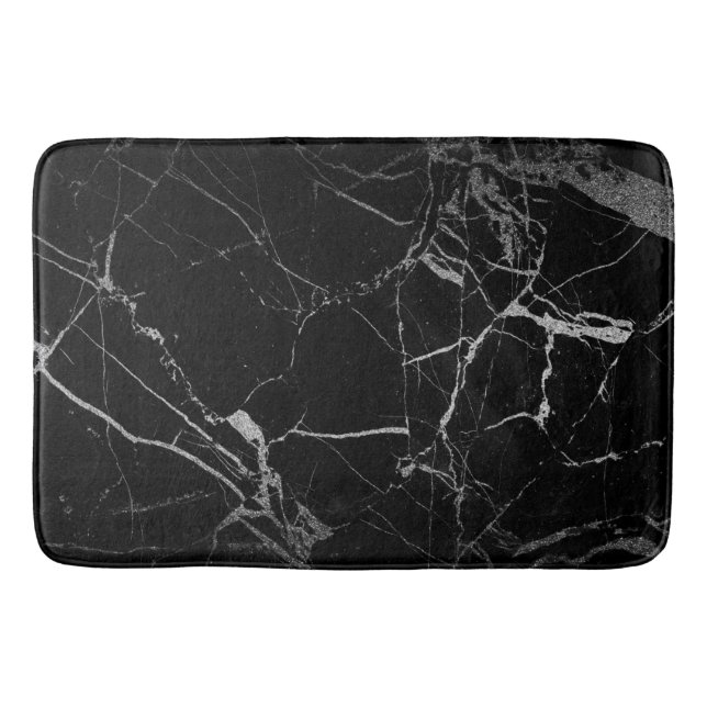 Tapis De Bain Marbre noir et argent de la veine (Devant)