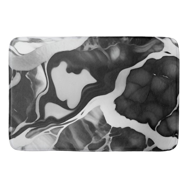 Tapis De Bain Marbre noir et blanc tendance (Devant)