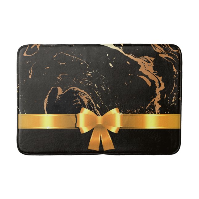 Tapis De Bain Marbre noir et ruban (Devant)