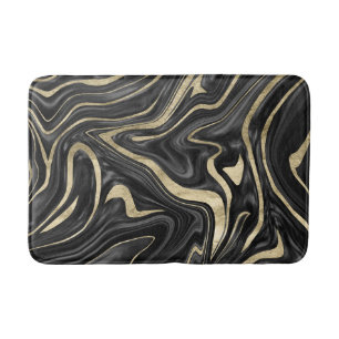 Tapis De Bain Marbre noir gris blanc or #1