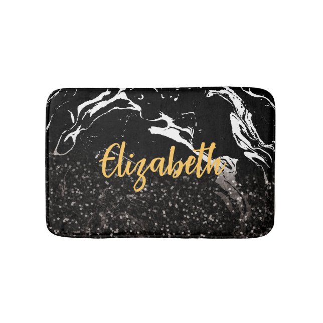 Tapis De Bain Marbre noir/Parties scintillant noire (Devant)