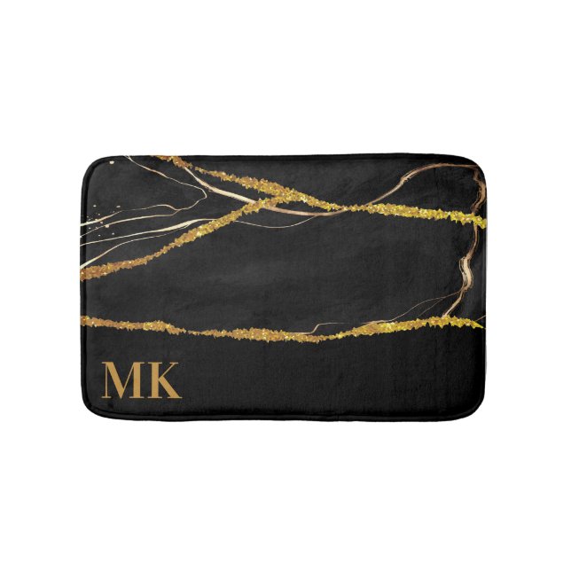 Tapis De Bain Marbre noir Parties scintillant or (Devant)