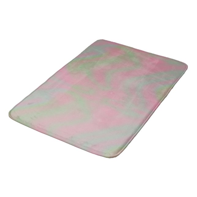 Tapis De Bain marbre rose et vert abstrait (Angle)