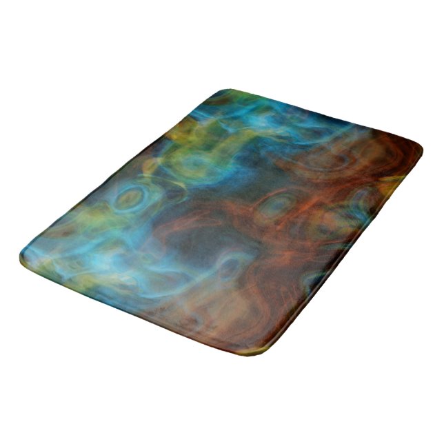 Tapis De Bain marbre rouge et bleu turquoise abstrait (Angle)