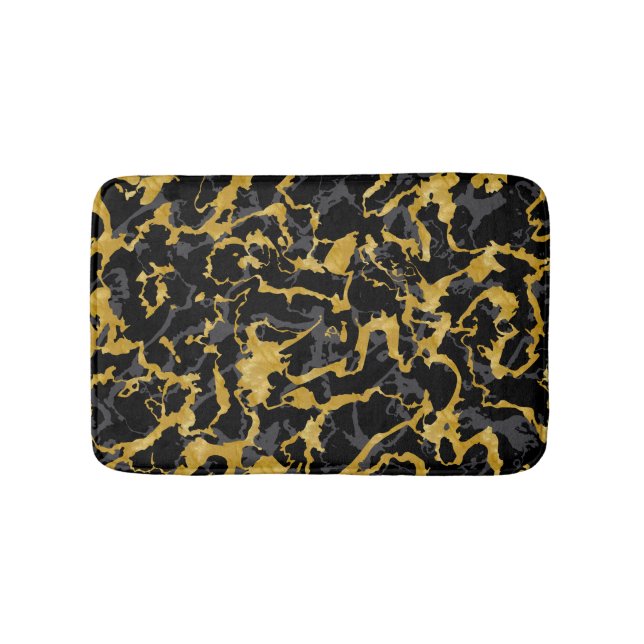 Tapis De Bain Marbre sauvage 8 - Noir et Or, Gris (Devant)