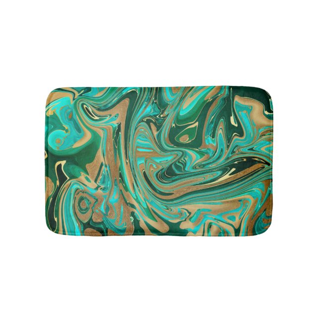Tapis De Bain Marbre vert et or liquide (Devant)