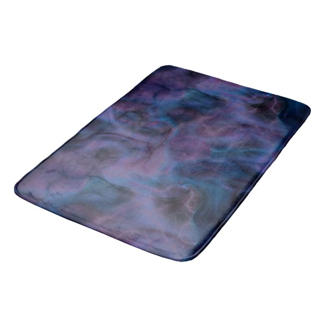 Tapis De Bain marbre violet et bleu abstrait (Angle)