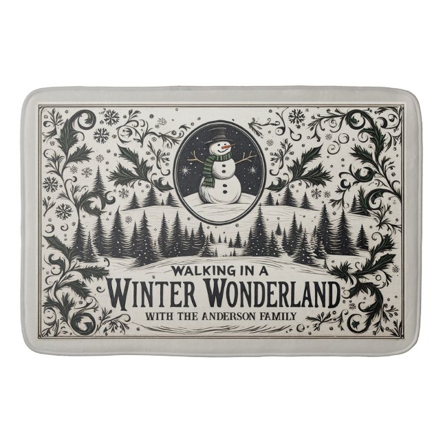 Tapis De Bain Marcher dans un Wonderland d'hiver Snowman (Devant)