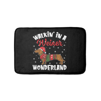 Tapis De Bain Marcher Dans Un Wonderland Wiener Dachshund Drôle